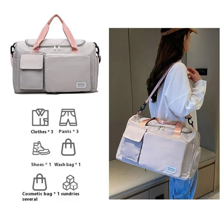 Foldable Large Capacity Travel Duffle Bag Carry-On Gym Weekender Bag with Shoe Compartment