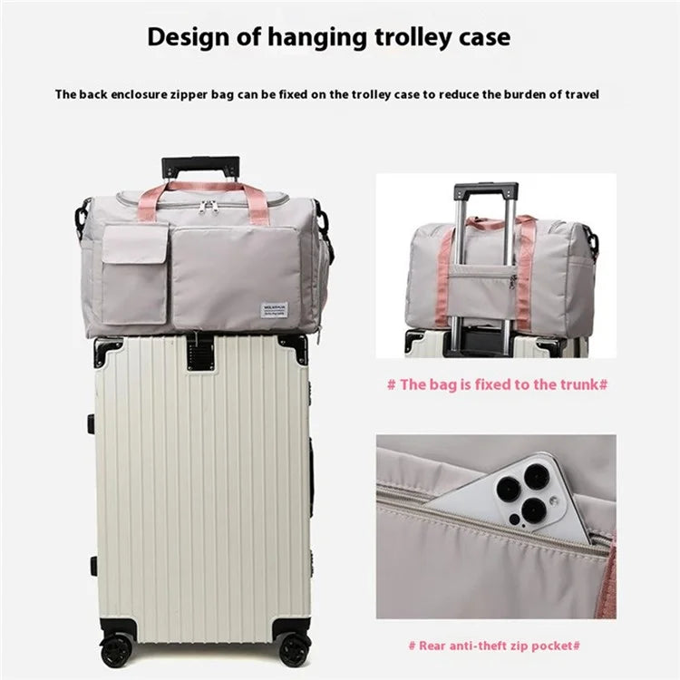 Foldable Large Capacity Travel Duffle Bag Carry-On Gym Weekender Bag with Shoe Compartment
