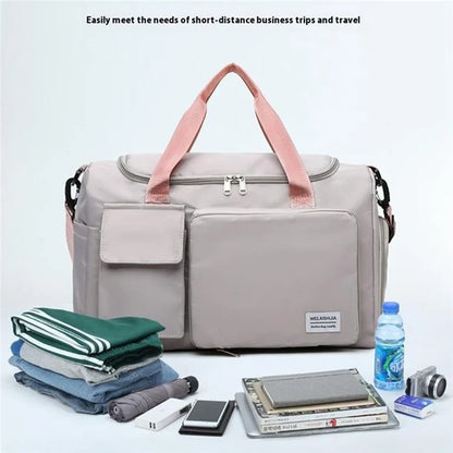 Foldable Large Capacity Travel Duffle Bag Carry-On Gym Weekender Bag with Shoe Compartment