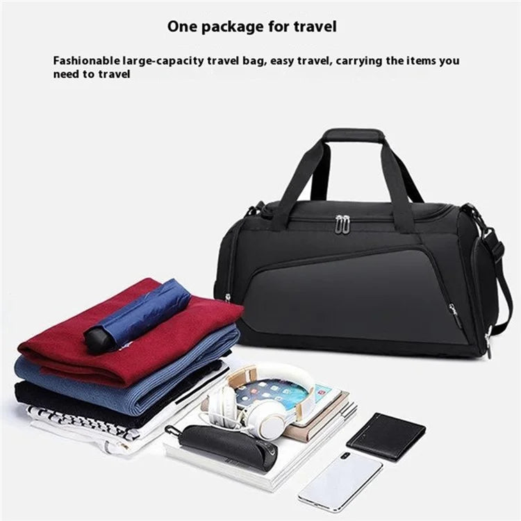 TL001 Oxford Cloth Gym Bag Travel Duffle Bag with Shoe Compartment, Wet Pocket