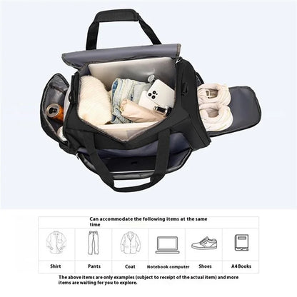 TL001 Oxford Cloth Gym Bag Travel Duffle Bag with Shoe Compartment, Wet Pocket