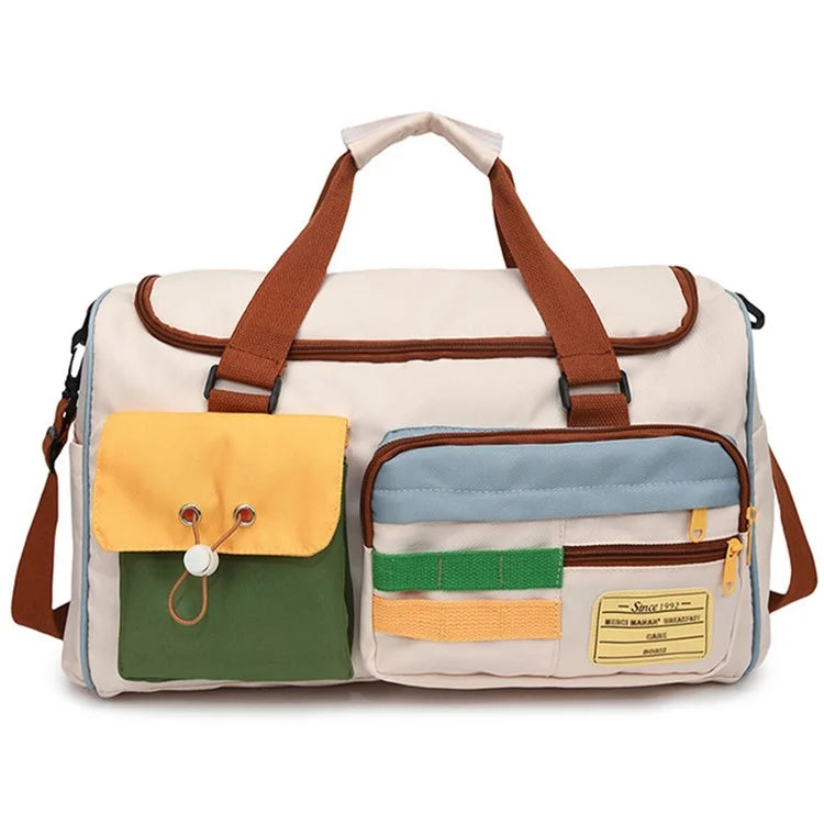 YGT5.19 Contrast Color Casual Sports Fitness Bag Large Capacity Travel Luggage Bag