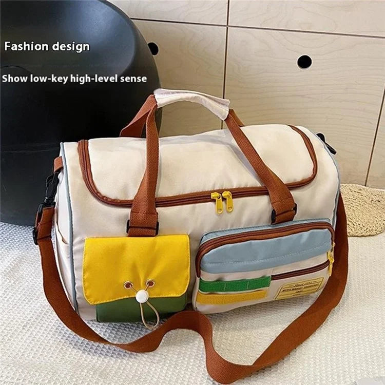 YGT5.19 Contrast Color Casual Sports Fitness Bag Large Capacity Travel Luggage Bag