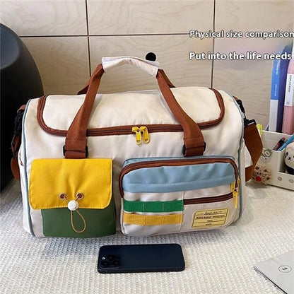 YGT5.19 Contrast Color Casual Sports Fitness Bag Large Capacity Travel Luggage Bag
