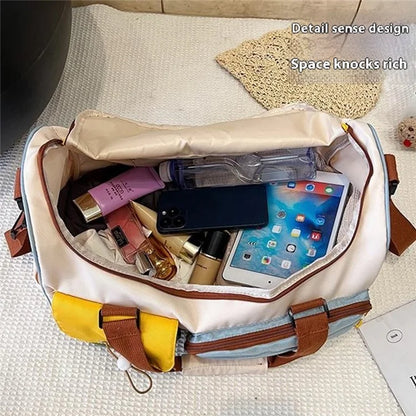 YGT5.19 Contrast Color Casual Sports Fitness Bag Large Capacity Travel Luggage Bag