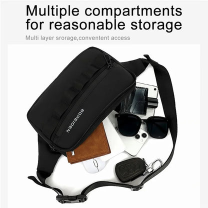 BOREIDEN BD1430 Men's Chest Bag Oxford Cloth Crossbody Bag Waterproof Daypack Travel Bag