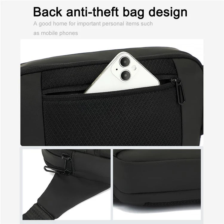 BOREIDEN BD1430 Men's Chest Bag Oxford Cloth Crossbody Bag Waterproof Daypack Travel Bag