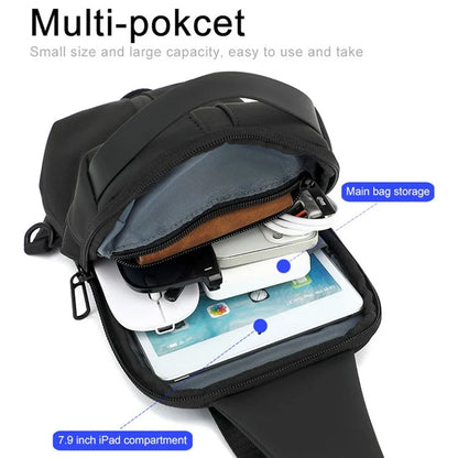 BOREIDEN BD1432 Men's Chest Bag Oxford Cloth Crossbody Bag Waterproof Daypack Travel Bag
