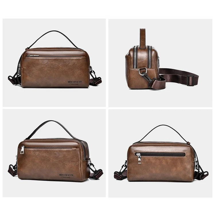 WEIXIER D501 Men Single Shoulder Crossbody Bag Anti-Wear Leather Casual Crossbody Bag