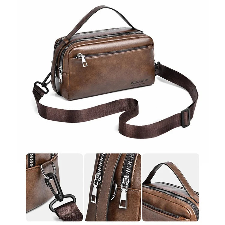 WEIXIER D501 Men Single Shoulder Crossbody Bag Anti-Wear Leather Casual Crossbody Bag