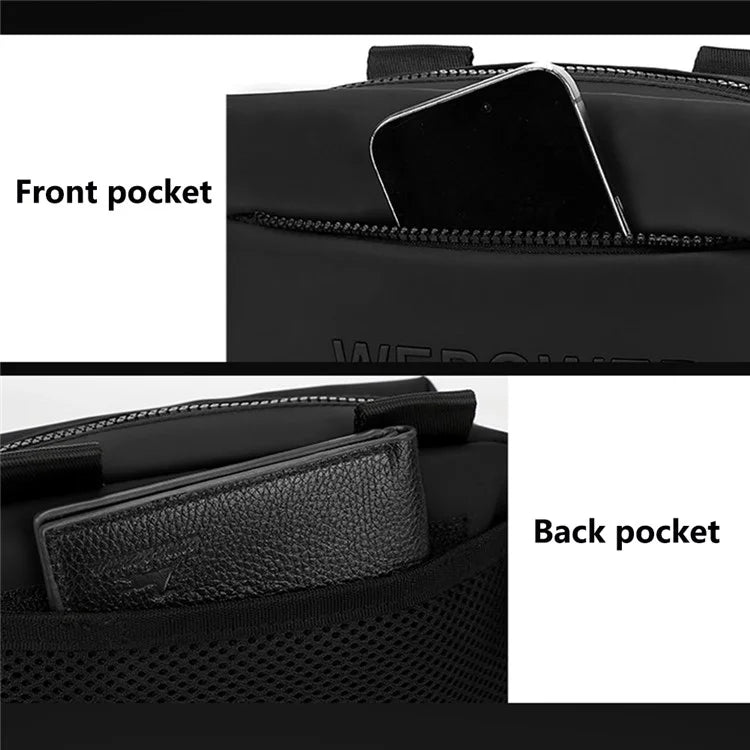 WEPOWER 1100-61 Nylon Men Chest Bag Stylish Casual Single Shoulder Crossbody Bag - Black