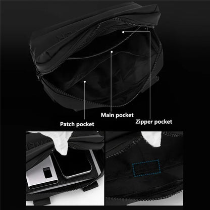 WEPOWER 1100-61 Nylon Men Chest Bag Stylish Casual Single Shoulder Crossbody Bag - Black