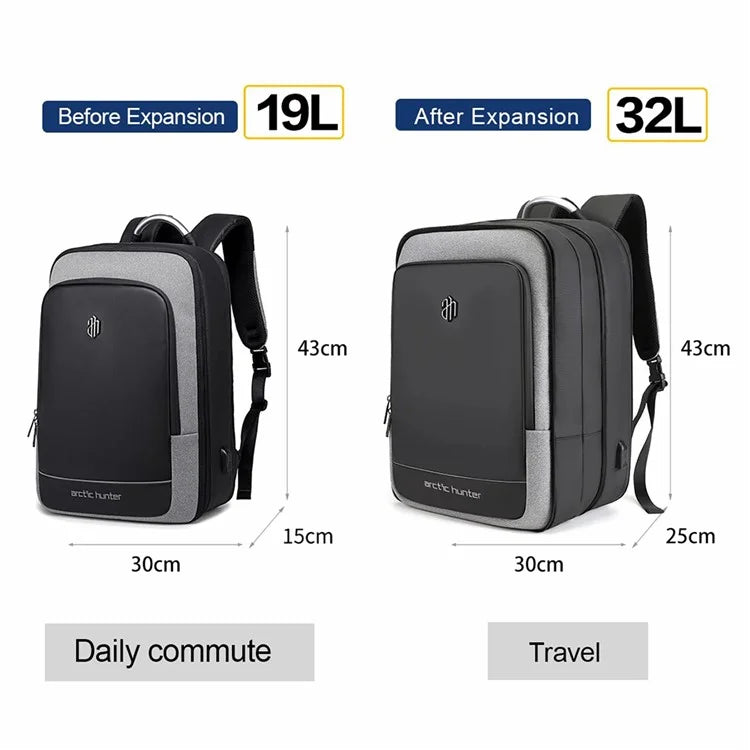 ARCTIC HUNTER B00227L Travel Backpack Expandable Shoulder Bag with USB Port