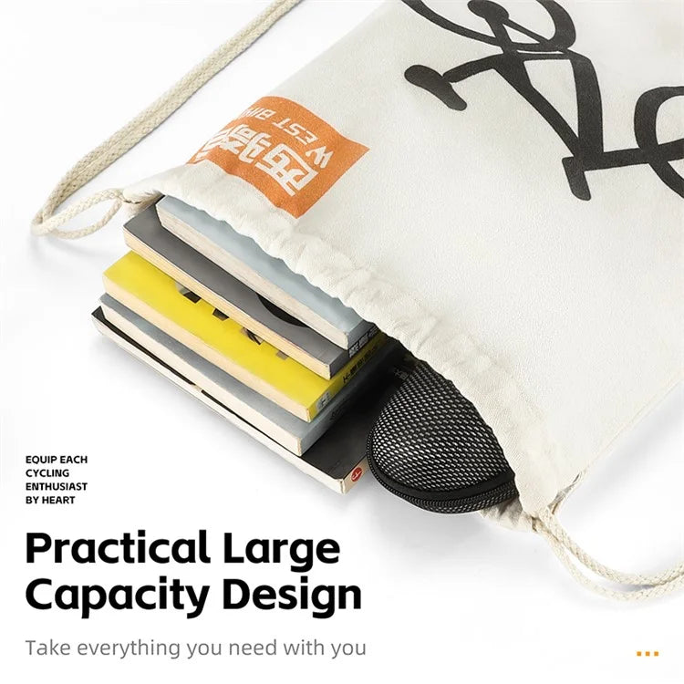 WEST BIKING YP0719392 Drawstring Cycling Backpack Outdoor Travel Polyester Cotton Backpack