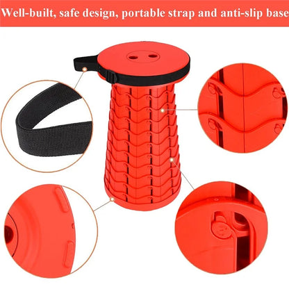 Outdoor Camping Fishing Folding Stool Portable Telescopic Chair with Shoulder Strap