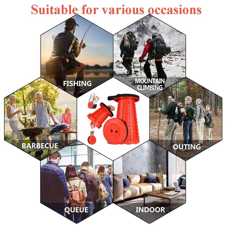 Outdoor Camping Fishing Folding Stool Portable Telescopic Chair with Shoulder Strap