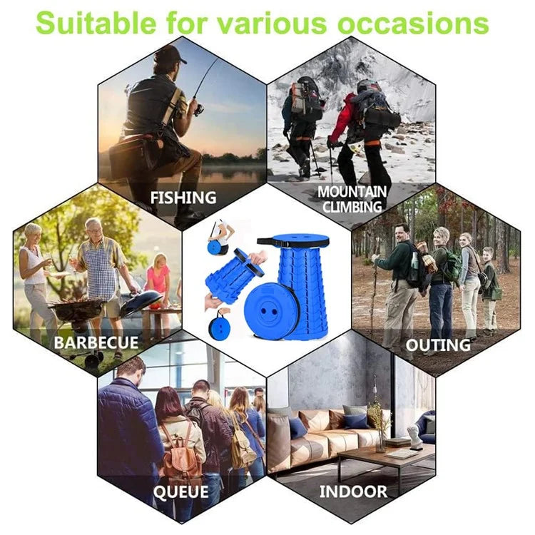 Outdoor Camping Fishing Folding Stool Portable Telescopic Chair with Shoulder Strap