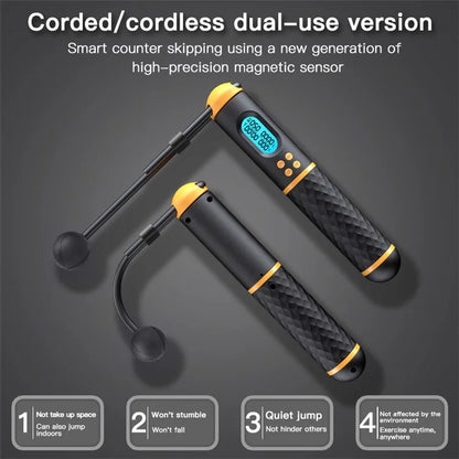 S08 Corded / Cordless Dual-use Jump Rope Intelligent Digital Display Weighted Skipping Pope