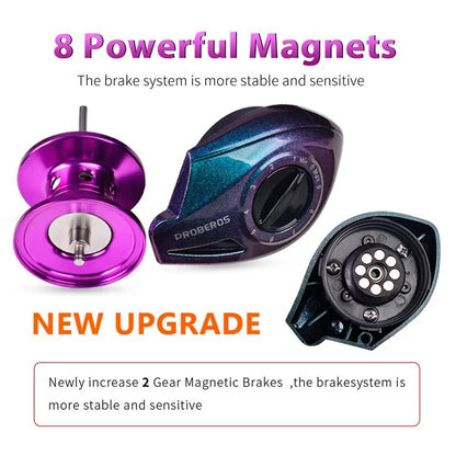PROBEROS DW139 7.2:1 Colorful Metal Baitcasting Reel, Ultra-Light Fishing Reel