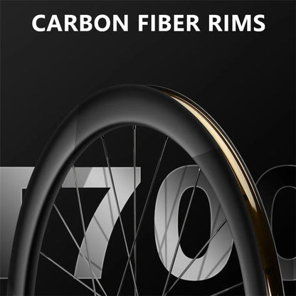 WEST BIKING YP1401038 / YP1401039 2PCS Carbon Fiber Road Bike Wheels 700C Clincher Wheelset