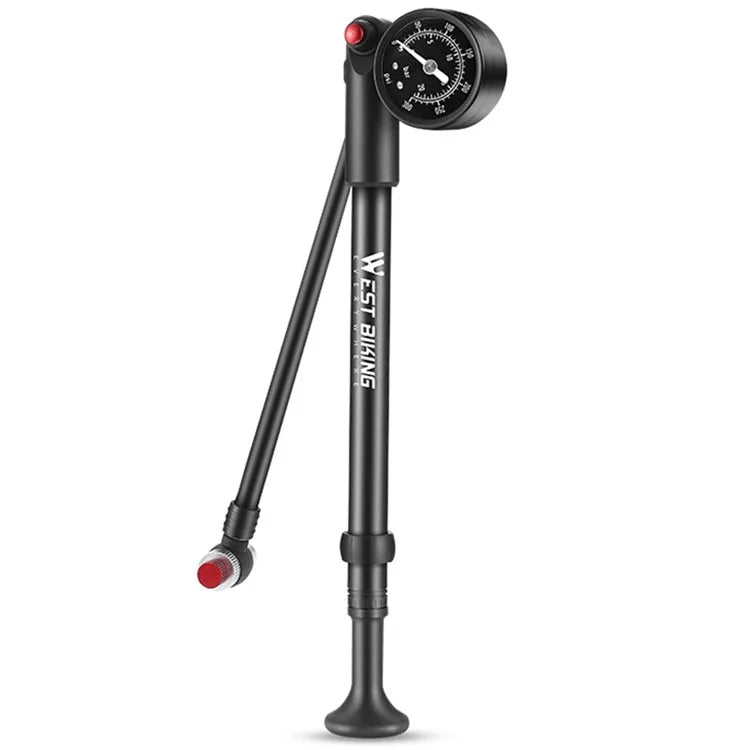 WEST BIKING 300PSI Bike Shock-Absorbed Pump High Pressure Ait Inflator Bicycle Aluminum Alloy Air Pump