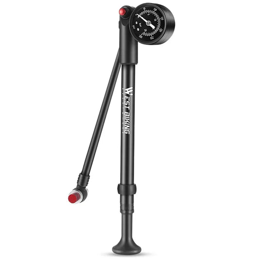WEST BIKING 300PSI Bike Shock-Absorbed Pump High Pressure Ait Inflator Bicycle Aluminum Alloy Air Pump