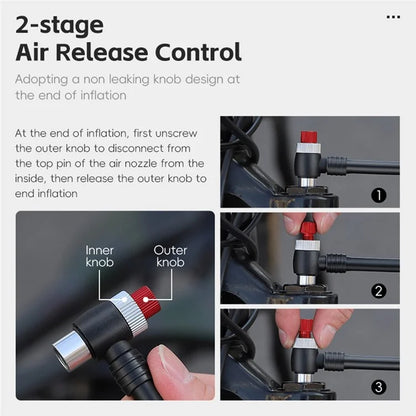 WEST BIKING 300PSI Bike Shock-Absorbed Pump High Pressure Ait Inflator Bicycle Aluminum Alloy Air Pump