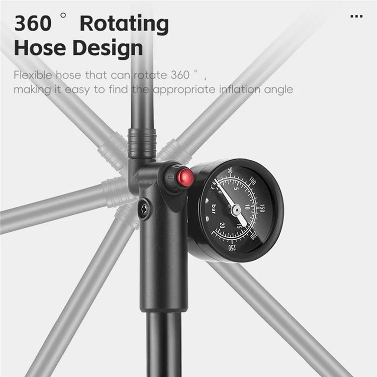 WEST BIKING 300PSI Bike Shock-Absorbed Pump High Pressure Ait Inflator Bicycle Aluminum Alloy Air Pump