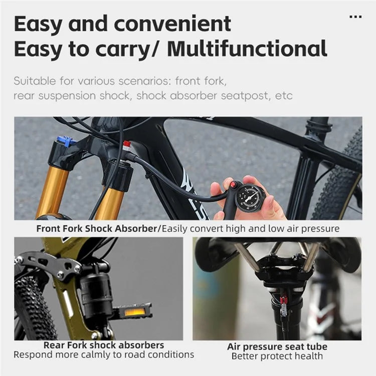 WEST BIKING 400PSI Bike Shock-Absorbed Pump High Pressure Ait Inflator Bicycle Aluminum Alloy Air Pump