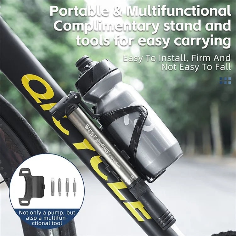 WEST BIKING YP0711155 Portable Bicycle Tire Air Pump Screwdriver Aluminum Alloy Manual Inflator