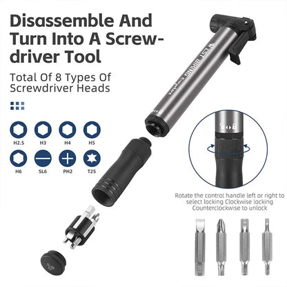 WEST BIKING YP0711155 Portable Bicycle Tire Air Pump Screwdriver Aluminum Alloy Manual Inflator