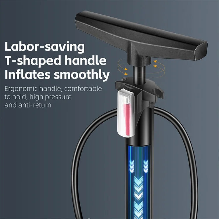 WEST BIKING YP0711159 Widen Handle Air Pump High Pressure Motorcycle E-Bike Bicycle Tire Inflator