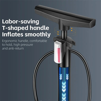 WEST BIKING YP0711159 Widen Handle Air Pump High Pressure Motorcycle E-Bike Bicycle Tire Inflator