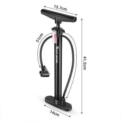 WEST BIKING YP0711159 Widen Handle Air Pump High Pressure Motorcycle E-Bike Bicycle Tire Inflator