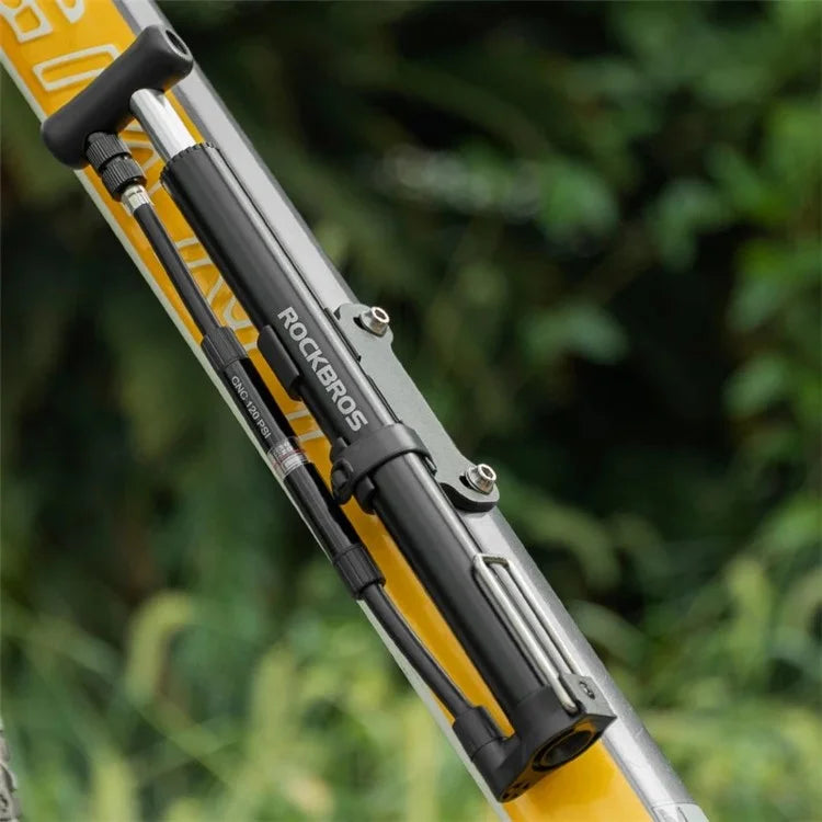 ROCKBROS MP2821 Portable Mini Bicycle Pump 120PSI High-Pressure AV / FV Inflator Pump with Air Pressure Gauge