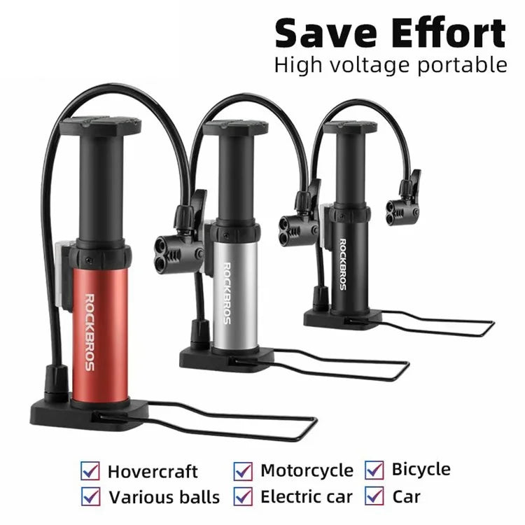 ROCKBROS 4522L Portable Foot Pump 100PSI High-Pressure Bicycle Air Tire Pump E-Bike Inflator Pump
