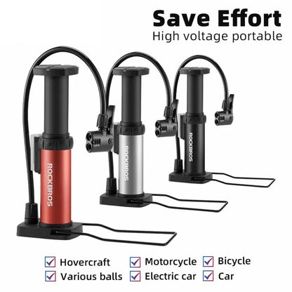 ROCKBROS 4522L Portable Foot Pump 100PSI High-Pressure Bicycle Air Tire Pump E-Bike Inflator Pump