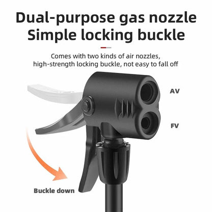 ROCKBROS 4522L Portable Foot Pump 100PSI High-Pressure Bicycle Air Tire Pump E-Bike Inflator Pump