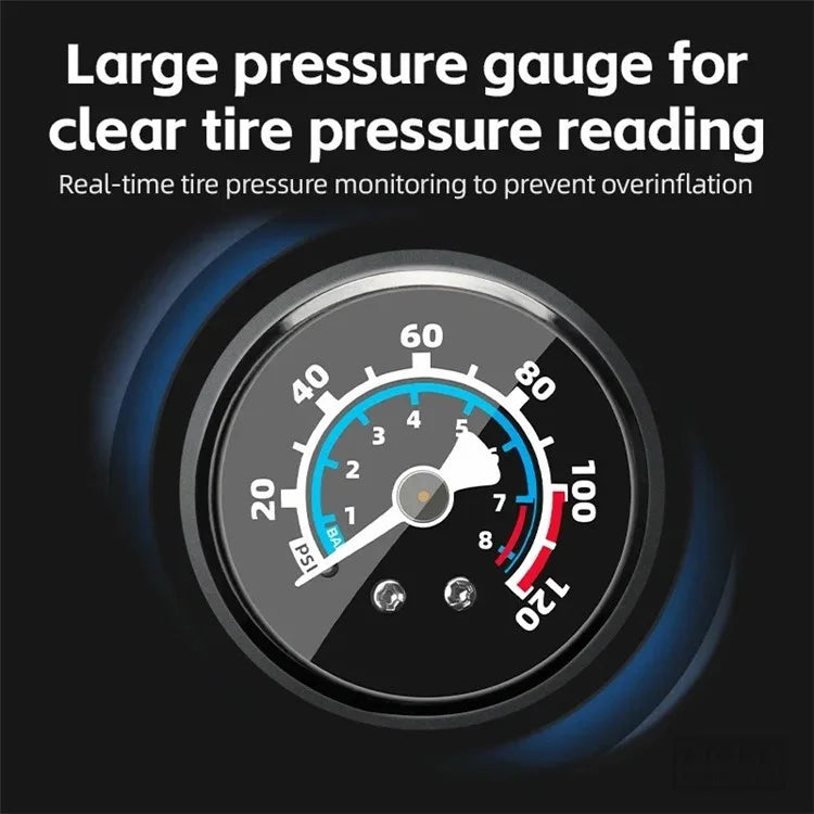 ROCKBROS 42310006001 Bicycle Pump with PSI Gauge 120PSI Portable FV / AV Inflation Inflator Bike Air Pump