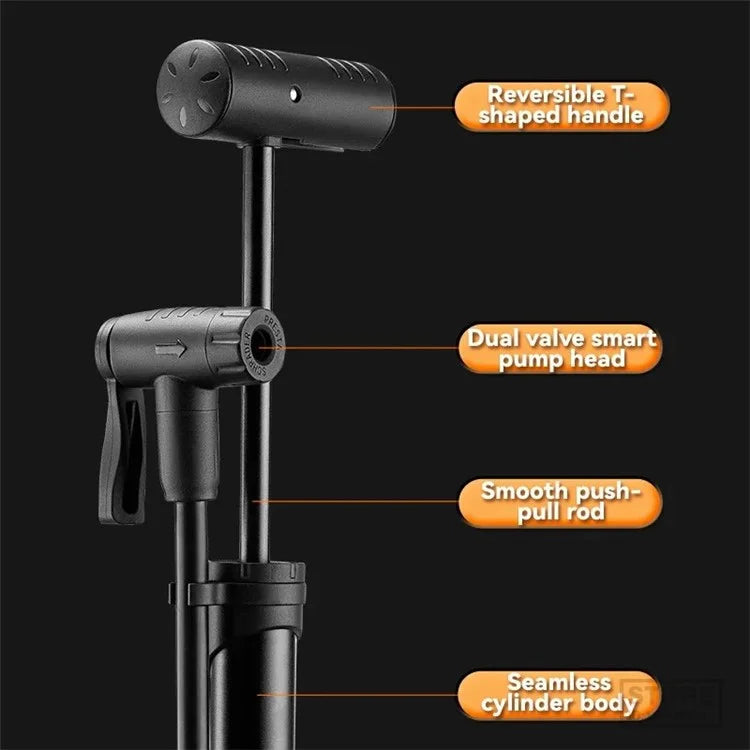 ROCKBROS 42310006001 Bicycle Pump with PSI Gauge 120PSI Portable FV / AV Inflation Inflator Bike Air Pump
