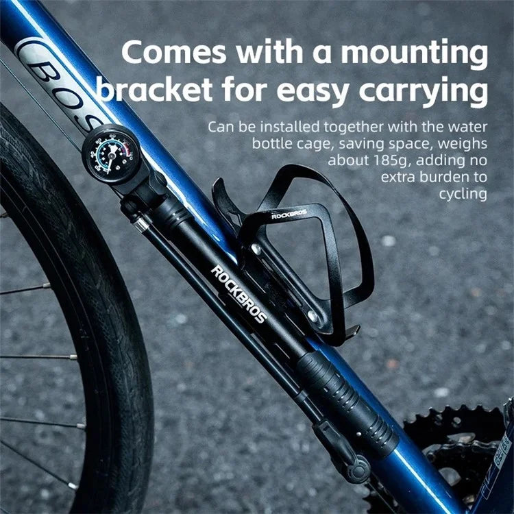 ROCKBROS 42310006001 Bicycle Pump with PSI Gauge 120PSI Portable FV / AV Inflation Inflator Bike Air Pump