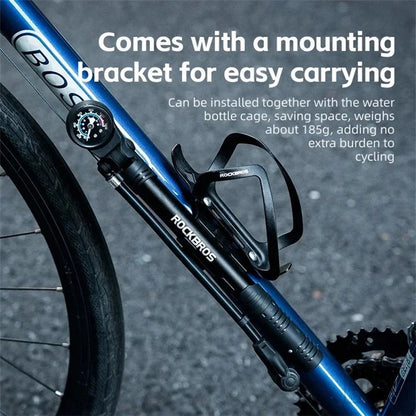 ROCKBROS 42310006001 Bicycle Pump with PSI Gauge 120PSI Portable FV / AV Inflation Inflator Bike Air Pump