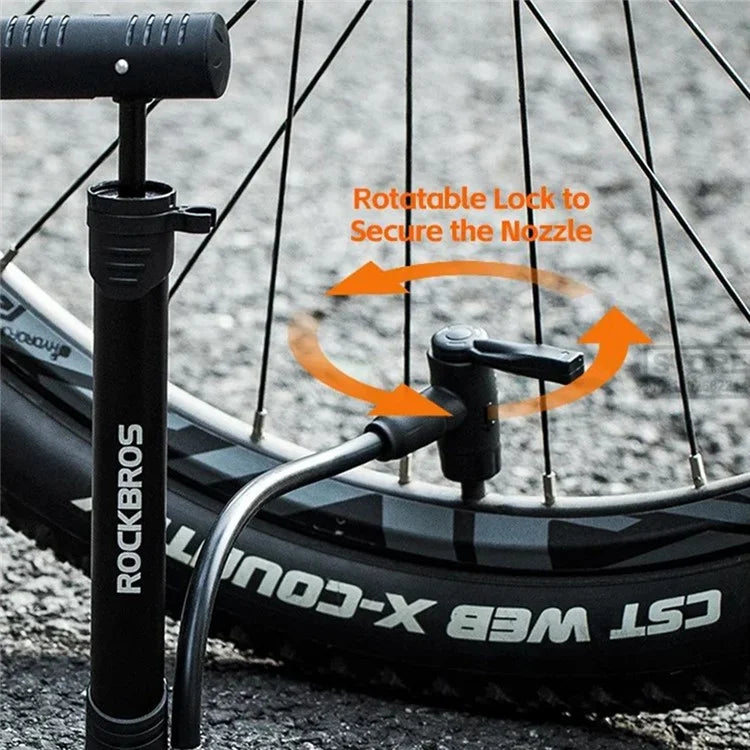 ROCKBROS 42310006001 Bicycle Pump with PSI Gauge 120PSI Portable FV / AV Inflation Inflator Bike Air Pump