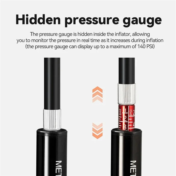 ROCKBROS QT-LD1 Bicycle Pump 220PSI Mini Hand Air Pump Tire Inflator with Hidden Pressure Gauge