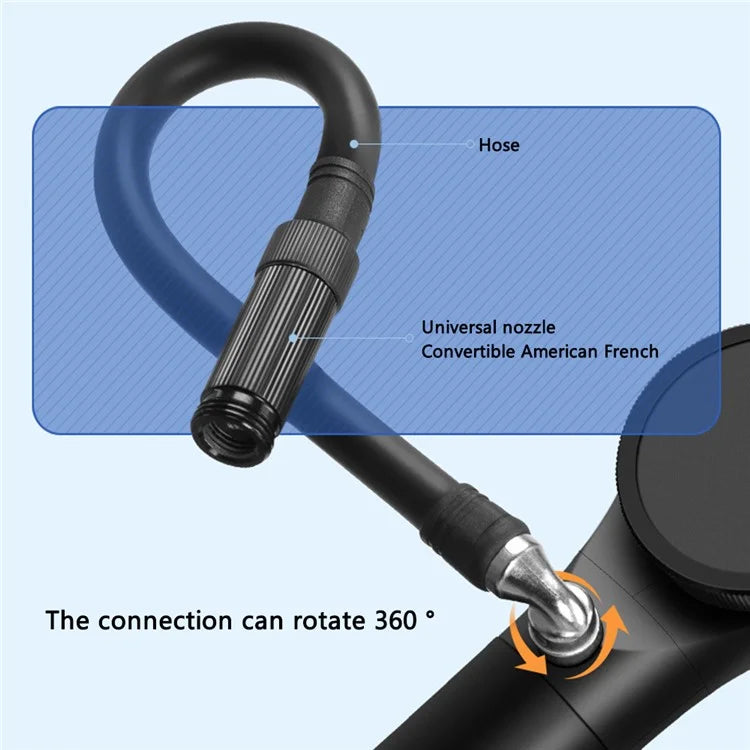 ROCKBROS LK4232001001 Portable 320PSI Bicycle Pump with Pressure Gauge Fits Presta and Schrader Valves