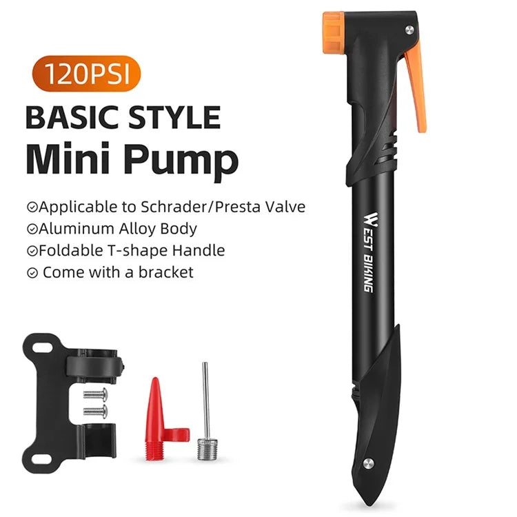 WEST BIKING YP0711161 Mini Bicycle Inflator Portable Bike Tire Pump, Basic Version