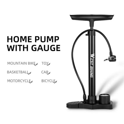 WEST BIKING YP0711142 160PSI High Pressure E-Bike Bicycle Tire Air Pump with Pressure Gauge