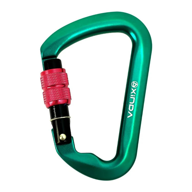 XINDA XD-8128 11.3x7.3cm Carabiner Clip D-Shape Rock Climbing Hanging Hookish Green