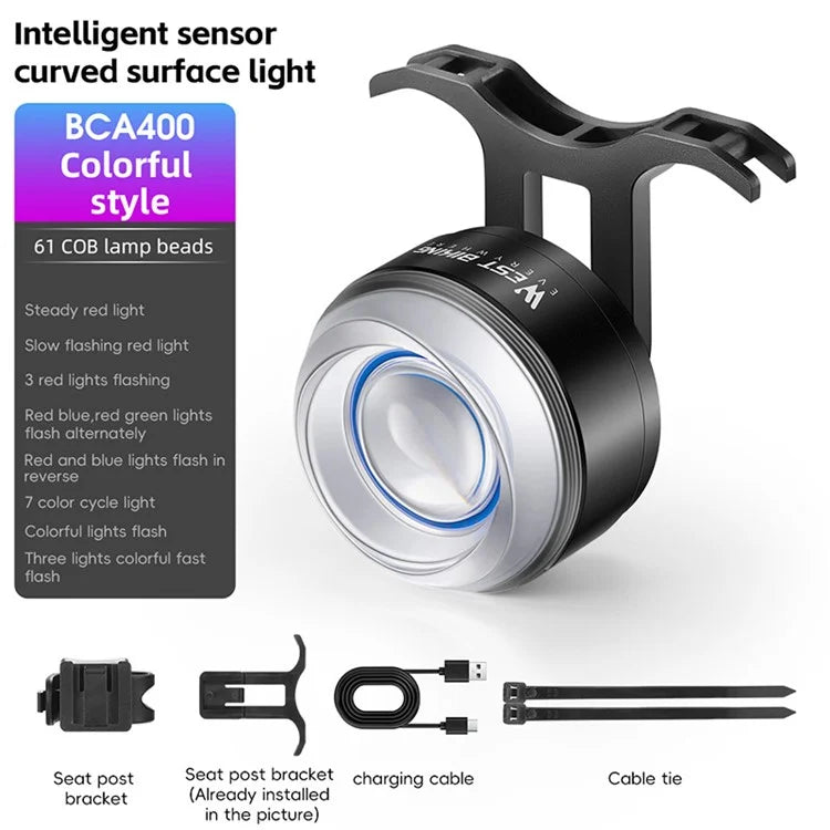 WEST BIKING YP0701437 Smart Bike Tail Warning Light Colorful Lighting Bicycle Flashlight Lamp