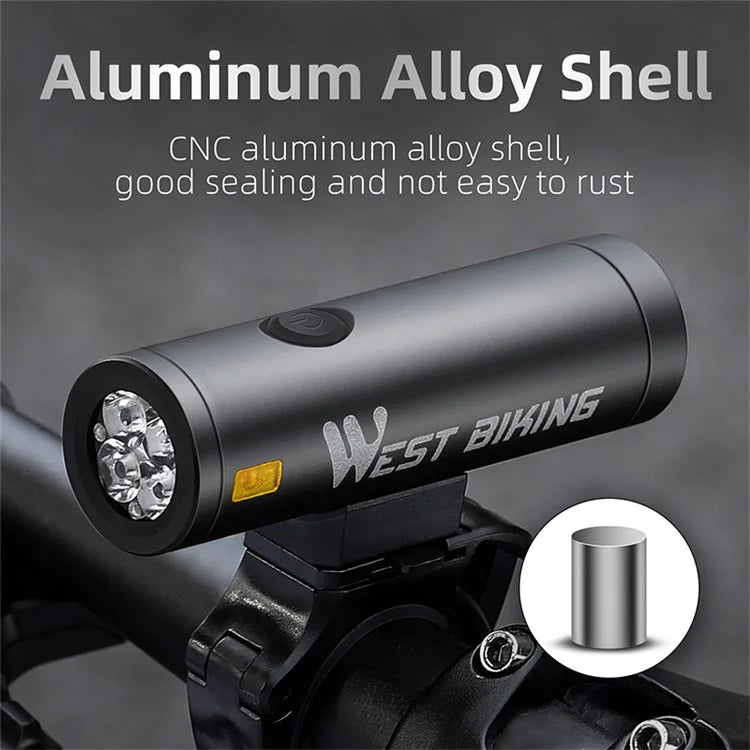 WEST BIKING YP0701399 400LM Aluminum Alloy Bicycle Headlight IPX6 Waterproof Bike Front Light
